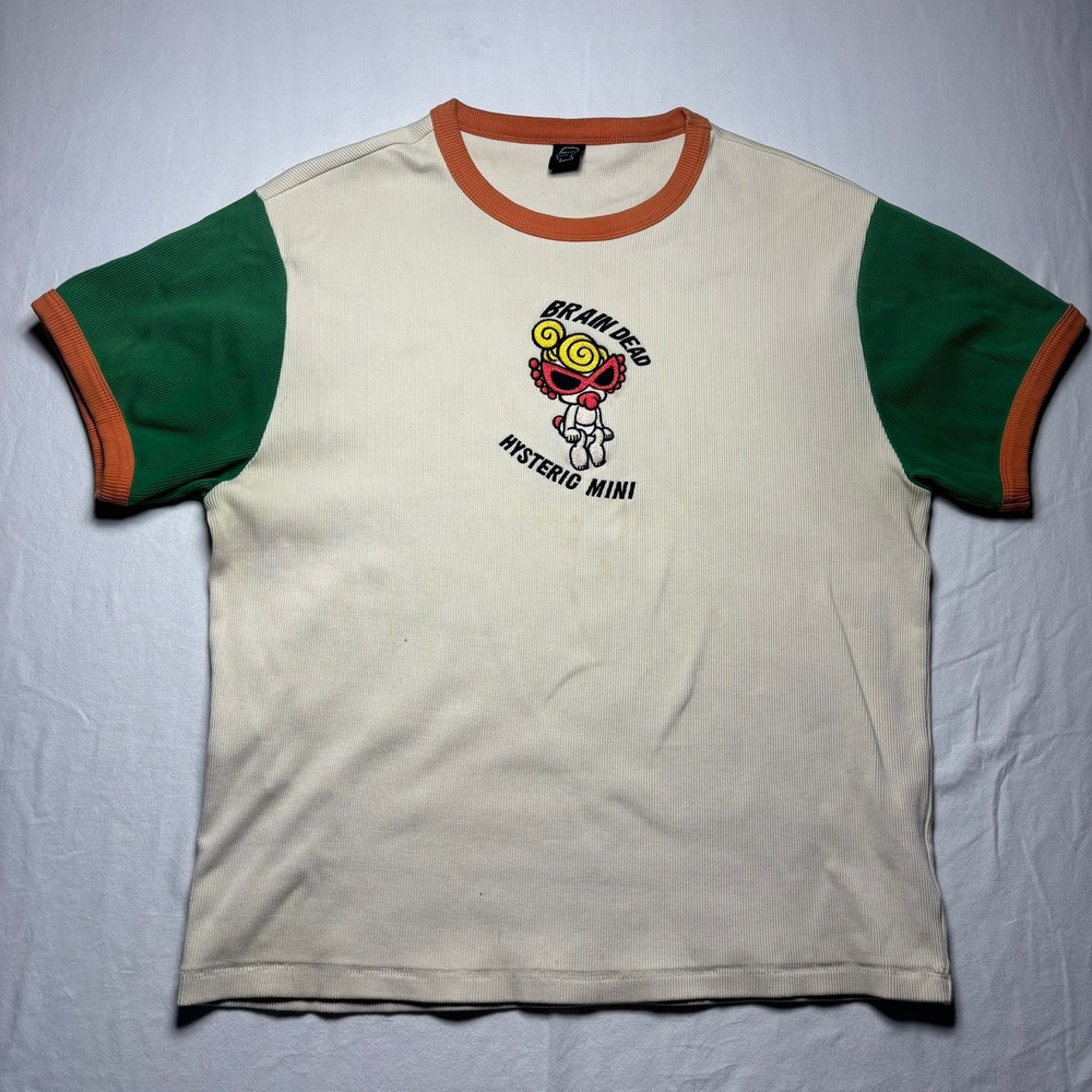 Brain Dead x Hysteric Glamour Mini T-Shirt Mens Medium Cream Ringer Ribbed Tee